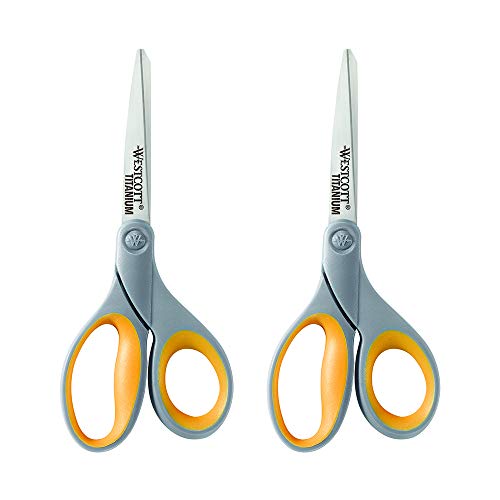 Westcott 8' Titanium Bonded Scissors, 2 Scissors, Gray/Yellow (13901)