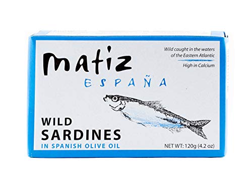 Matiz Sardines in Olive Oil, 4.2 Ounce Can (Pack of 12) Spanish Gourmet Wild Caught Natural Fish for Tapas, Snacks, or Meals, Protein Rich, Sealed Freshness