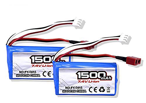 KELIWOW RC Car Battery Rechargeable Lithium Battery 7.4V 1500mAH 2S 25C for All 1:12 Scale High Speed Truck (2Pcs)