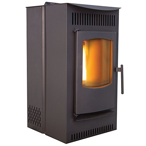 Castle Pellet Stoves Serenity 12327 Indoor Heating Temperature Free Standing with Flame Window and Smart Controller 18- ¼”W x 34”H x 23 ¾”D, 18-1/4'W x x 23-3/4'D, Black
