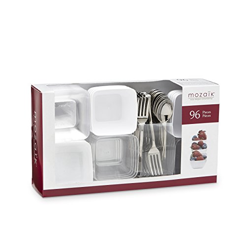 Mozaik Premium Plastic Mini Appetizer & Dessert Tasting Set, 96 pieces