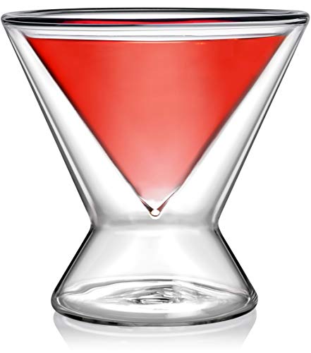 Dragon Glassware Martini Glasses, Stemless Insulating Double Walled Cocktail Glasses, 7-Ounce, Set of 2