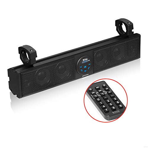 BOSS Audio Systems BRT26A UTV Sound Bar - 26 Inch Wide, IPX5 Rated Weatherproof, Bluetooth, Amplified, 4 Inch Speakers, Horn Loaded Tweeters, Easy Installation for Dune Buggies, Jeeps, Rock Crawlers