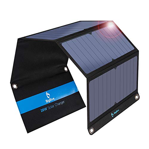 [Upgraded]BigBlue 3 USB Ports 28W Solar Charger(5V/4.8A Max), Foldable Portable Solar Phone Charger with SunPower Solar Panel Compatible with iPhone 11/Xs/XS Max/XR/X/8/7, iPad, Samsung Galaxy LG etc.