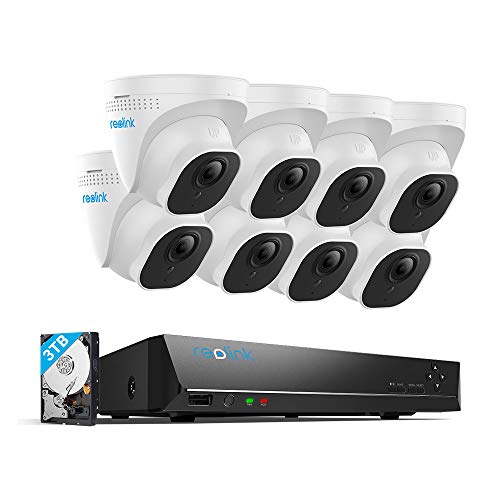 Reolink 4K 16CH PoE Video Surveillance Camera System, H.265 8pcs 8MP PoE IP Security Cameras Outdoor with a 8MP 16-Channel NVR, 3TB HDD pre-Installed,RLK16-800D8