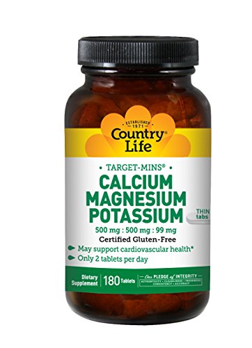 Country Life Target Mins Calcium Magnesium Potassium 500mg/500mg/99mg 180-Tablet