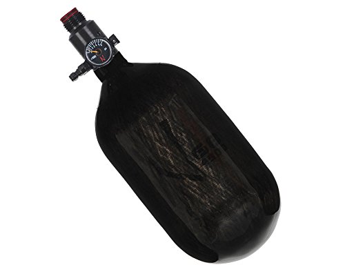 Ninja Paintball Compressed HPA Air Tank w/ Adjustable Regulator (ALL COLORS / SIZES) (68/4500 Carbon, Std Adj Reg, Translucent Black, 68ci)