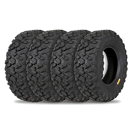 Weize All Terrain ATV Tires, Front 25x8-12 / 25x8x12 & 25x10-12 / 25x10x12 Rear, Full Set of 4, 6PR UTV Tire Suitable For Mud, Gravel, Sand, Rocky