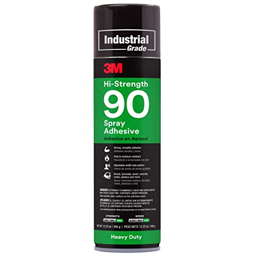 3M - 86235 Hi-Strength 90 Spray Adhesive | Permanent | Bonds Laminate, Wood, Concrete, Metal, Plastic | Clear Glue | 12.23 fl. oz.