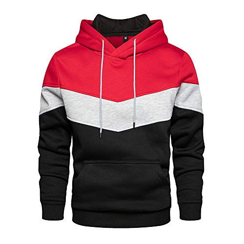 TOLOER Lightweight Hooded Fleece Pullover Sweatshirt Active Hoodies for Men Women Red XX-Large