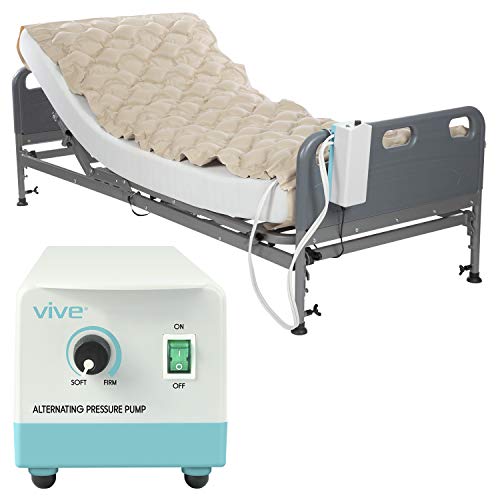 Vive Alternating Pressure Pad - Includes Mattress Pad and Electric Pump System - Quiet, Inflatable Bed Air Topper for Pressure Ulcer Sore Treatment - Fits Standard Hospital Bed for Bedridden Patients