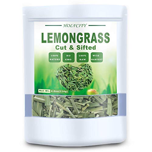 Premium Lemongrass Leaves, Dried Lemon Grass Loose Leaves Tea, Citronella Herbal Tea, Cut & Sifted, Bulk Spices (4.0 oz)