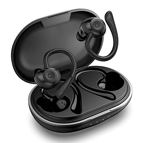 HolyHigh Wireless Earbuds, Wireless Sports Headphones Waterproof IPX7 Bluetooth 5.0 36H Enhanced Playtime Auto On/Off/Pairing Bluetooth Earphones Over Ear Hi-Fi Stereo for Gym Fitness
