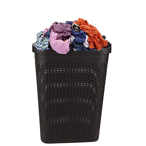 Mind Reader Basket Laundry Hamper with Cutout Handles, Washing Bin, Dirty Clothes Storage, Bathroom, Bedroom, Closet, 40 Liter, Brown