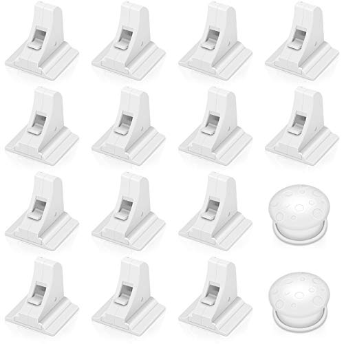 Cabinet Locks Child Safety Latches, OUSI 14+2+2 PACK Baby Proofing Cabinet Locks, Magnetic Cabinet Locks for Drawers and Cabinets - Adhesive Locks, No Tool or Drill