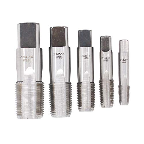 XtremeAmazing Set of 5 HSS NPT Pipe Tap Set 1/8, 1/4, 3/8, 1/2 and 3/4 Inch