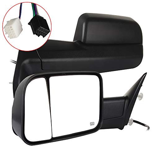 SCITOO Towing Mirrors Replace Mirror Parts with Power Heated Function Compatible for fit 2010-2016 for Dodge 1500 2500 3500 Models, Comes with Pair Mirrors