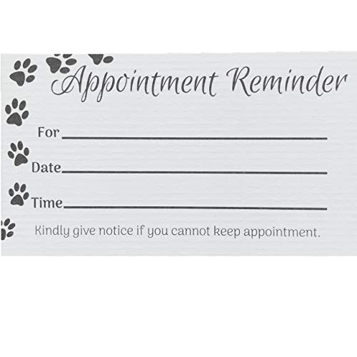 100 Paw Print Appointment Reminder Cards - for Business, Grooming, Groomers, Veterinarians, Vets Offices, Pet Hospital, Animal Orphanages, Kennels, and other Dog and Cat Related Businesses