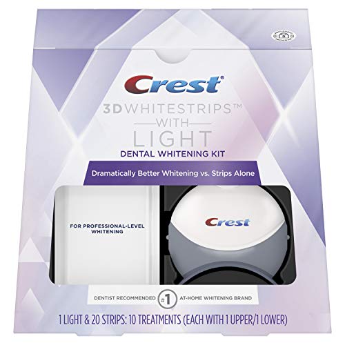 Crest 3D White Whitestrips with Light, Teeth Whitening Strips Kit, 10 Treatments, 20 Individual Strips (Packaging May Vary)