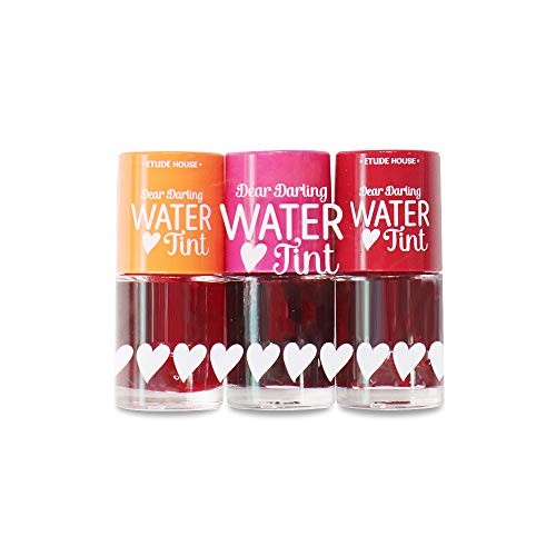 ETUDE HOUSE Dear Darling Water Tint 3 Color set: Strawberry Ade + Cherry Ade + Orange Ade | Bright Vivid Color Lip Tint with Moisturizing Pomegranate & Grapefruit Extract to Hydrate your Lips