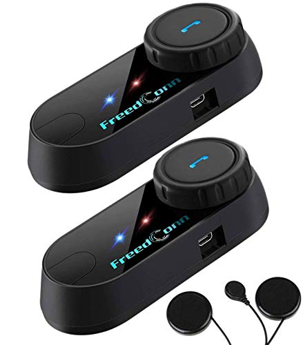 Motorcycle Bluetooth Headset FreedConn Communication System kit Wireless Interphone, TCOM-VB Waterproof 800M 2pack Ski Intercom Suitable for Any flip up Helmets (TCOM-VB Soft Mic 2Pack)