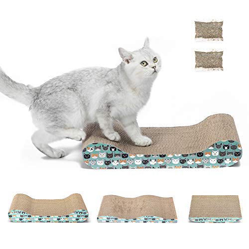 RUMUUKE 3 Packs Cat Scratcher Corrugated Scratch Pad Lounge Sofa Bed Paper Cardboard Cat Scratching Toys, Catnip Included