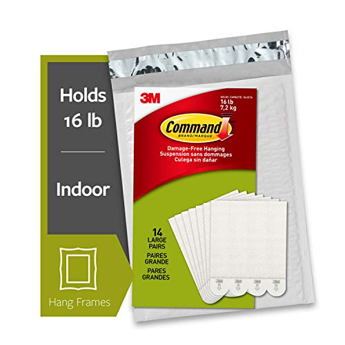 Command Picture Hanging Strips Heavy Duty, Large, White, Holds 16 lbs, 14-Pairs