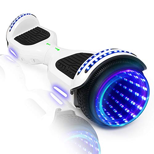 CBD Flash Hoverboard, Two-Wheel 6.5 inch Self Balancing Hoverboard with Bluetooth and LED Lights for Kids Adults, White