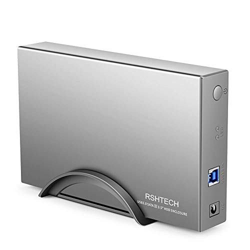 RSHTECH Hard Drive Enclosure USB 3.0 to SATA Aluminum External Hard Drive Dock Case for 3.5 inch HDD SSD up to 12TB Drives [Support UASP]