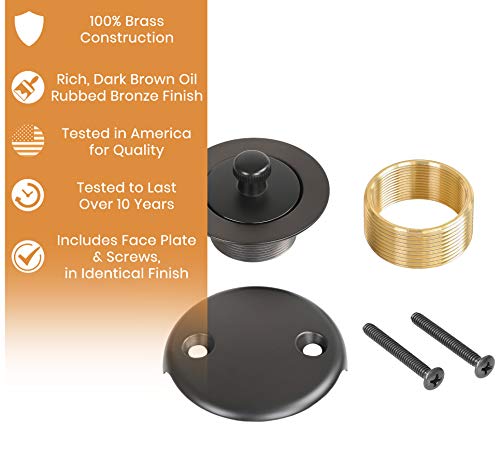 100% Brass Lift and Turn Bathtub Drain - Oil Rubbed Bronze Finish - Bathtub Conversion Kit - Handyman Designed & Quality Tested - Will Fit All Bathtub Drains
