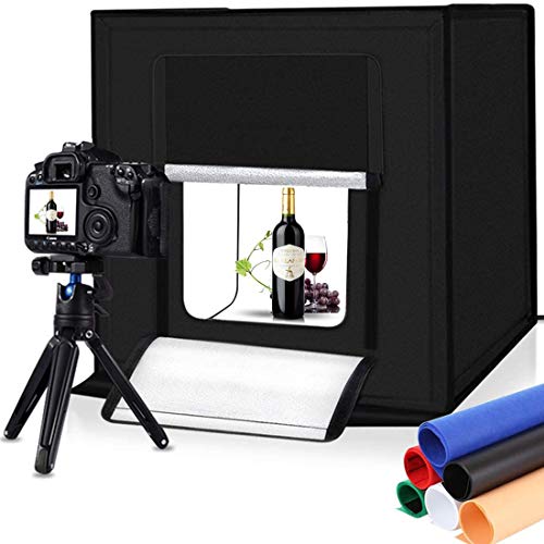 Portable Photo Studio Light Box,16inch Photography Lighting Tent kit,Shooting Lighting Softbox LED 5500k CRI95 & 6 Color Backdrops for Product Display