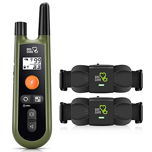 DOG CARE Dog Training Collar with Remote - Rechargeable Training Collar w/3 Training Modes and IP65 Waterproof Dog Collar, 1000Ft Remote Range, 2 Receivers Dog Shock Collar for Large Medium Small Dogs