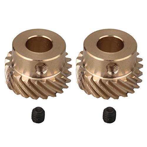 Yibuy 2Pieces Left Hand Helical Gear 6mm Bore Dia 20 Teeth 0.5M Brass