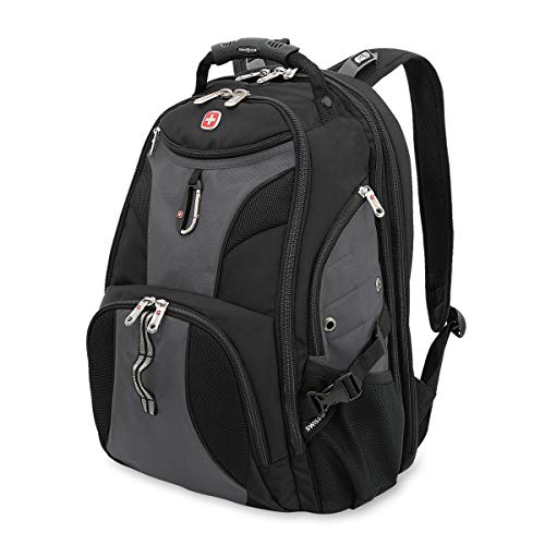 SWISSGEAR 1900 ScanSmart Laptop Backpack | Fits Most 17 Inch Laptops and Tablets | TSA Friendly Backpack | Ideal for Work, Travel, School, College, and Commuting - Grey/Black