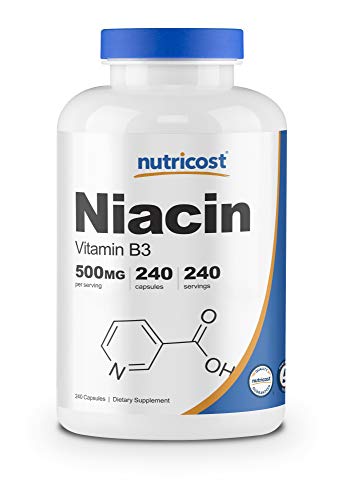 Nutricost Niacin (Vitamin B3) 500mg, 240 Capsules - with Flushing, Non-GMO, Gluten Free