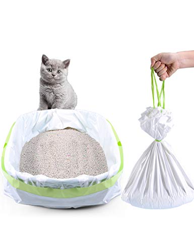 PETOCAT Cat Litter Liners Large, Jumbo Drawstring Extra Durable Pet Cat Pan Liners Extra-Thick Kitty Litter Box Bag