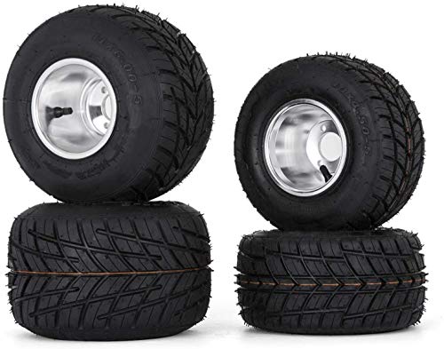 VEVOR Tires and Rims Go Kart 58 mm Bolt Pattern, Go Cart Wheels and Tires 10'x 4.50' Front, 11'x 6.0' Rear, Sets of 4