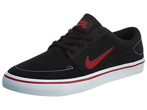 Nike SB Portmore Black/White/Gym Red Skate Shoes-Men 11.0, Women 12.5