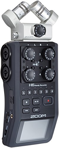 Zoom H6 6-Track Portable Recorder, Stereo Microphones, 4 XLR/TRS Inputs, Records to SD Card, USB Audio Interface, Battery Powered, for Stereo/Multitrack Audio for Video, Podcasting, and Music