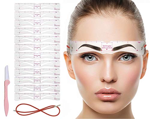 Eyebrow Stencil, 12PCS Eyebrow Shaper Kit, Reusable Eyebrow Template With Strap, 3 Minutes Makeup Tools For Eyebrows