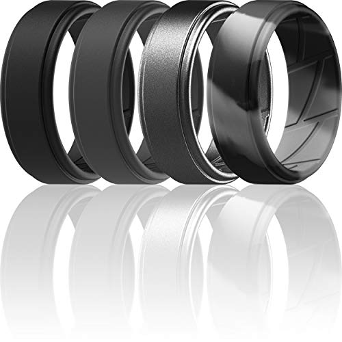 ThunderFit Silicone Wedding Ring for Men (Black, Dark Grey, Grey Camo, Gunmetal, 10.5 - 11 (20.6mm))