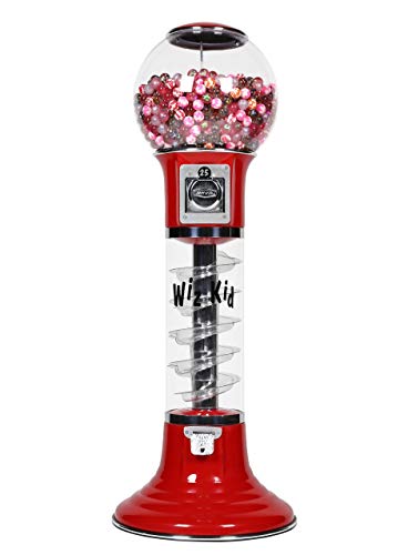 Reactive Vending Machine - 48' Large Spin and Drop Commercial Gumball Machine with Stand - Quarter Candy Machine, Red