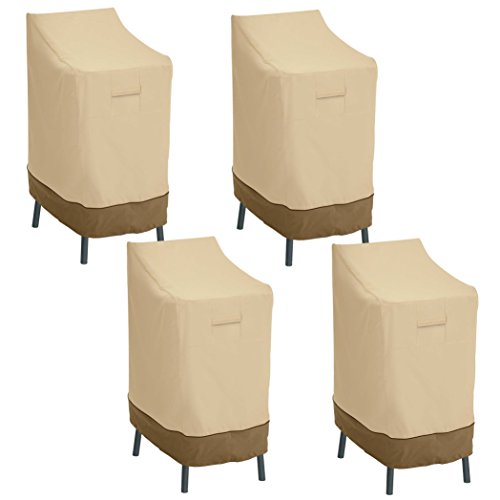 Classic Accessories 55-642-011501-4PK Veranda Water-Resistant 26 Inch Patio Bar Chair & Stool Cover, 4 Pack,Pebble,Bar Chair/Stool 4-Pack