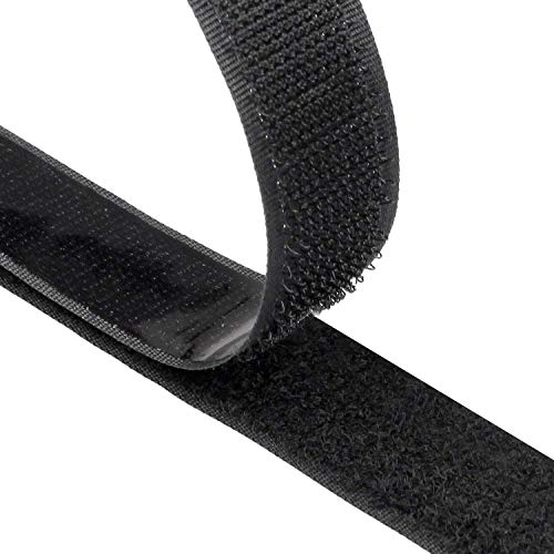 Double Sticky Tape Self-Adhesive Fasteners, 8M Extra Strong Double-Sided Adhesive Fastener Sticky Hook and Loop Tape Roll for Sewing, 20mm Wide, Black