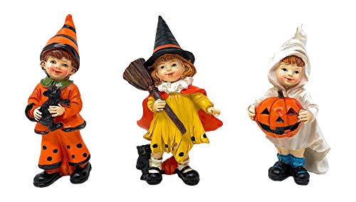 STC World Set of 3 Halloween Figurines Trick or Treat Standing Children Sculpture Vintage Style 4.5' H