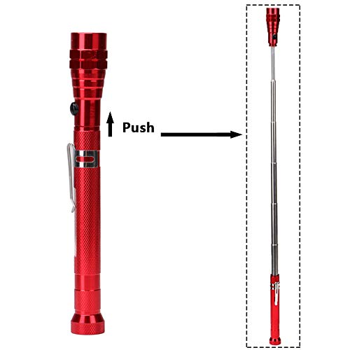 Iusun LED Flashlight Portable Extendable Telescoping Magnetic Bright Handheld Torch Lantern for Camping,Outdoor,Emergency,Hiking,Everyday,Hiking, Hunting, Backpacking, Fishing, BBQ and EDC (Red)