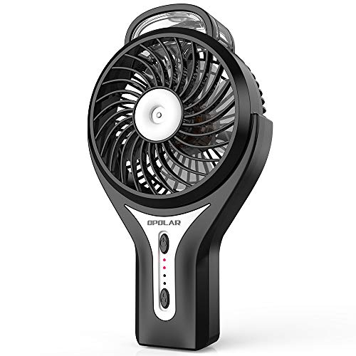 OPOLAR Handheld Personal Water Misting Fan for Travel, Portable Rechargeable Fan with 2200mAh Battery, Battery Operated or USB Powered, Small Air Cooler/Mini Humidifier with 3 Settings