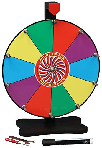 Prize Wheel 12 Inch-Tabletop Color Spinning Wheel with Stand, 10 Slots, Customize with Included Dry Erase Marker, Made in USA by Whirl of Fun