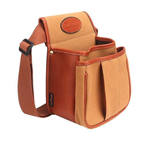 TOURBON Clay Game Shooting Belt Double Shotgun Cartridge Ammo Shell Pouch Bag - Canvas and Leather