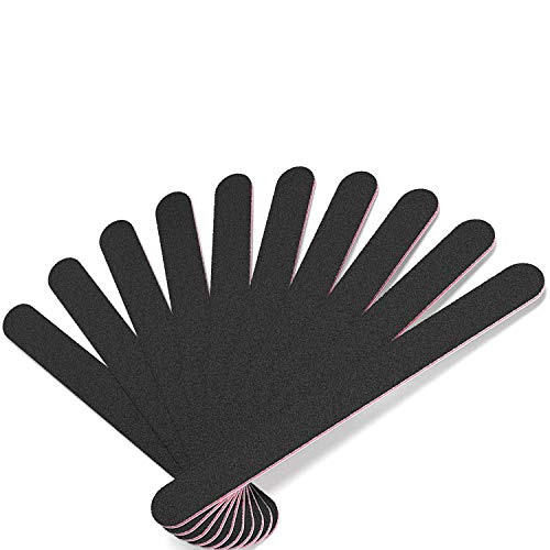 Nail File 10 PCS Professional Double Sided 100/180 Grit Nail Files Emery Board Black Manicure Pedicure Tool and Nail Buffering Files